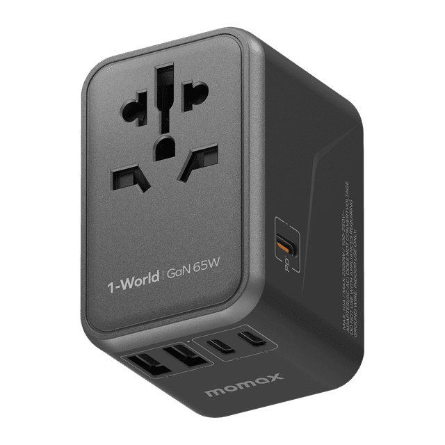 فيش السفر العالمي 65 واط جان من موماكس لون أسود Momax 1world 65w gan ac travel charger - SW1hZ2U6MTQ1NzkyOA==