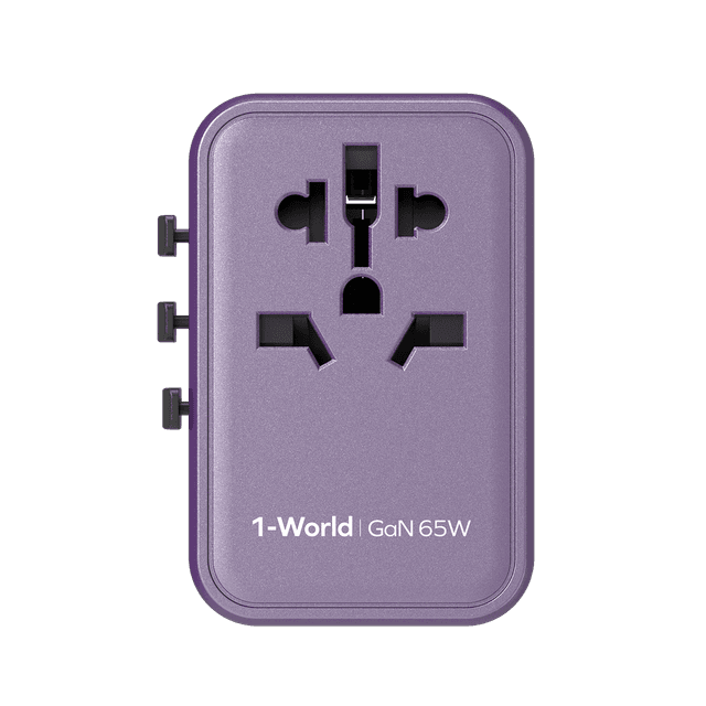 فيش السفر العالمي 65 وات جان من موماكس لون بنفسجي Momax 1world 65w gan ac travel charger