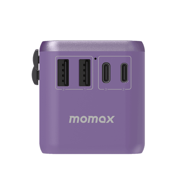 فيش السفر العالمي 65 وات جان من موماكس لون بنفسجي Momax 1world 65w gan ac travel charger