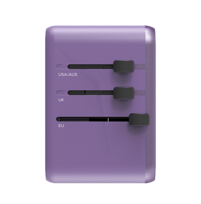 فيش السفر العالمي 65 وات جان من موماكس لون بنفسجي Momax 1world 65w gan ac travel charger