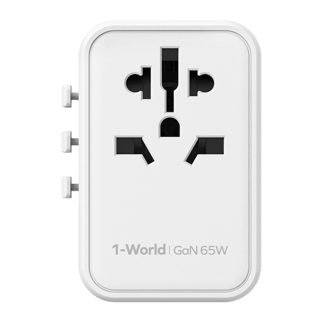 فيش السفر العالمي 65 وات جان من موماكس لون أبيض Momax 1world 65w gan ac travel charger