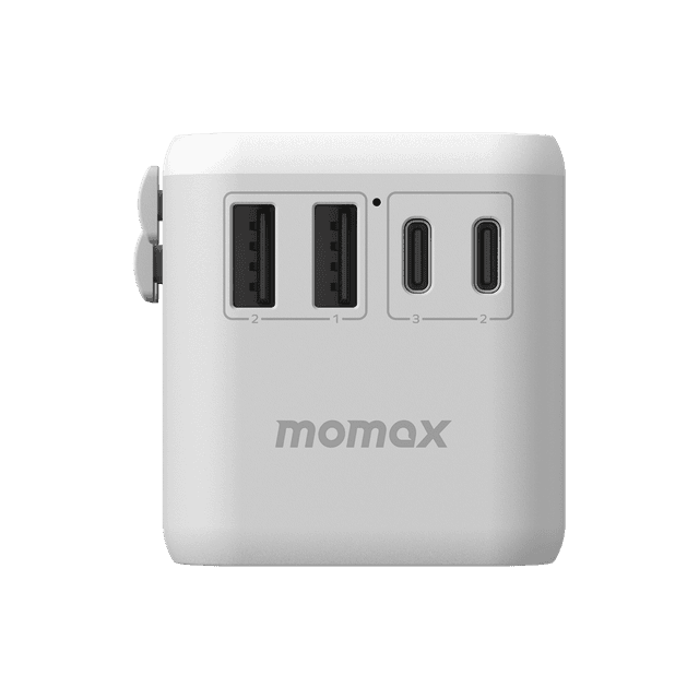 فيش السفر العالمي 65 وات جان من موماكس لون أبيض Momax 1world 65w gan ac travel charger