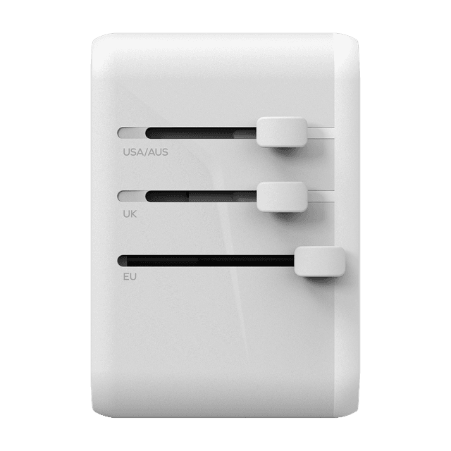 فيش السفر العالمي 65 وات جان من موماكس لون أبيض Momax 1world 65w gan ac travel charger