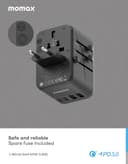 فيش السفر العالمي 65 وات جان من موماكس لون أبيض Momax 1world 65w gan ac travel charger