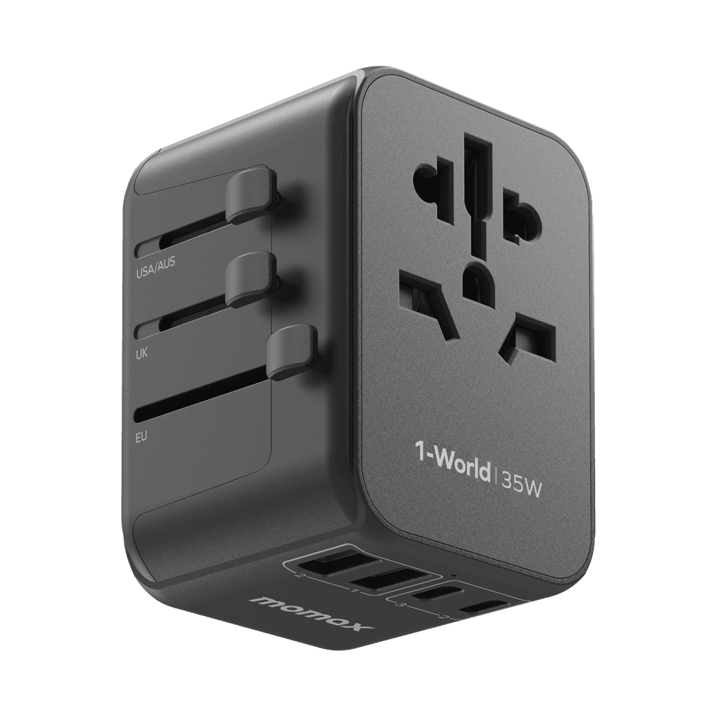 فيش السفر العالمي بي دي 35 وات من موماكس لون أسود Momax 1world ac travel charger