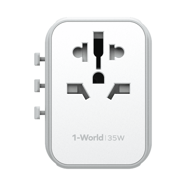 فيش السفر العالمي 35 بي دي  وات 5 منافذ من موماكس لون أبيض Momax 1world ac travel charger