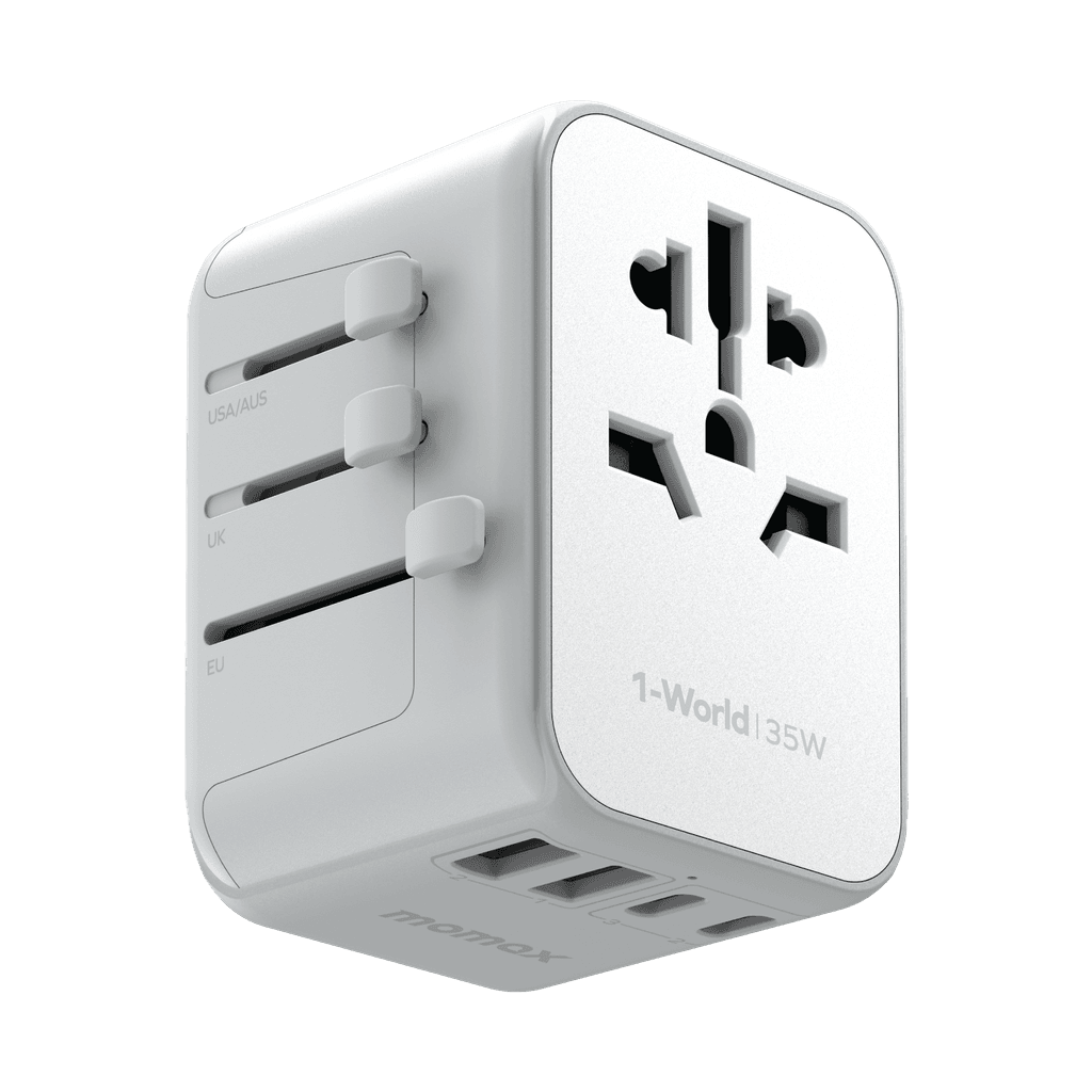 فيش السفر العالمي 35 بي دي  وات 5 منافذ من موماكس لون أبيض Momax 1world ac travel charger