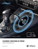 Momax move 67w dual port car charger space grey