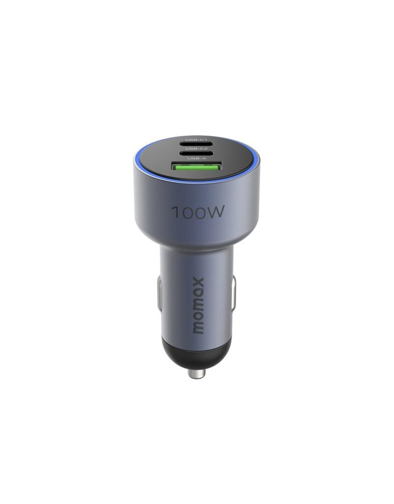 شاحن سيارة 100 وات بثلاث منافذ لون رمادي من موماكس Momax move 100w triple port car charger