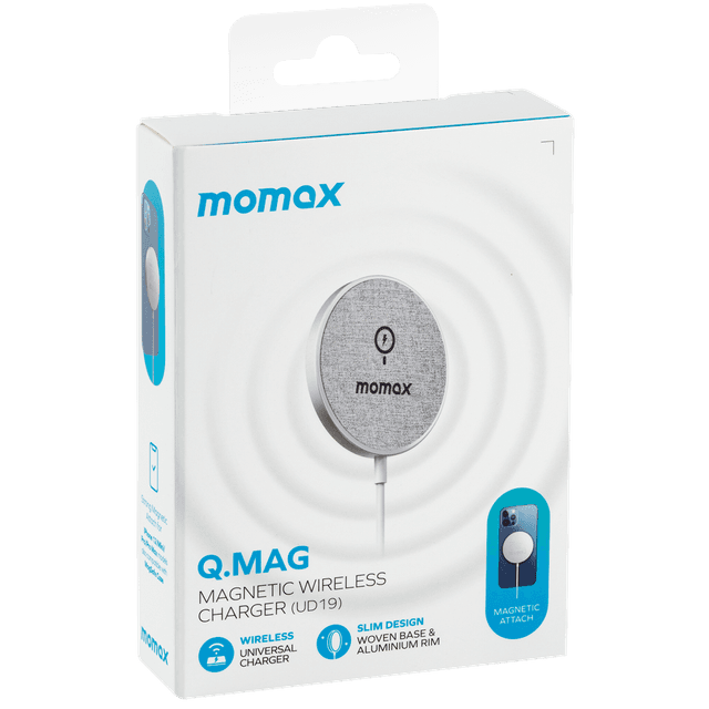 Momax q. Mag magnetic wireless charger light gray