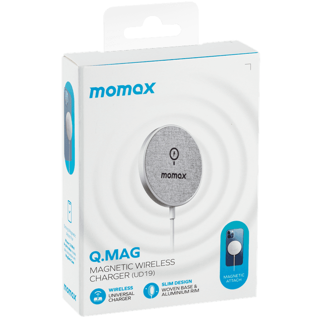 شاحن جوال مغناطيسي لاسلكي  كيو ماغ من موماكس لون رمادي فاتح Momax q. Mag magnetic wireless charger - SW1hZ2U6MTQ1ODkzOQ==