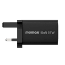 شاحن جداري بثلاث منافذ 67 وات جان من موماكس لون أسود Momax oneplug gan wall charger - SW1hZ2U6MTQ1OTM4NA==