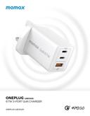 شاحن جداري 67 وات 3 منافذ جان لون أبيض من موماكس Momax oneplug 67w 3 port gan wall charger - SW1hZ2U6MTQ1ODgyNw==