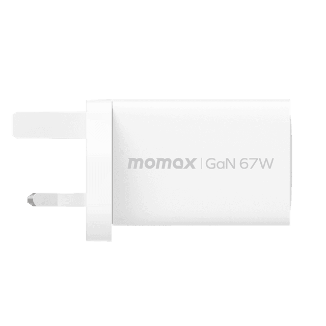 شاحن جداري 67 وات 3 منافذ جان لون أبيض من موماكس Momax oneplug 67w 3 port gan wall charger - SW1hZ2U6MTQ1ODgzOQ==