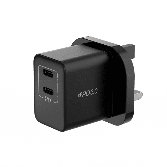 شاحن تايب سي شاحن جداري صغير 35 وات منفذين تقنية جان من موماكس لون أسود Momax 35w 2 port gan mini wall charger black - SW1hZ2U6MTQ2MDIzMg==