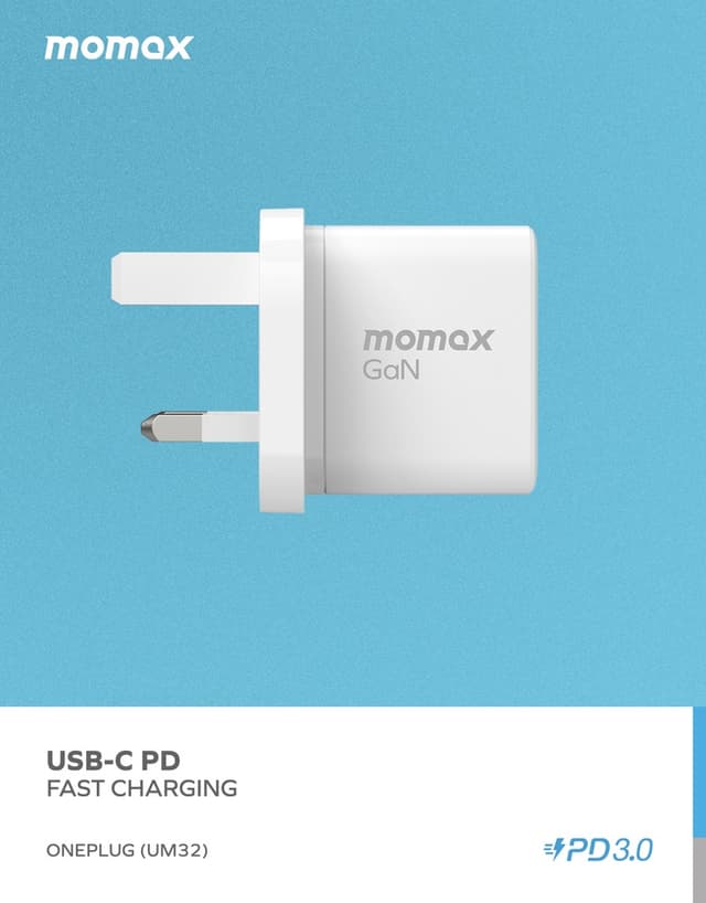 Momax 35w 2 port gan mini wall charger black
