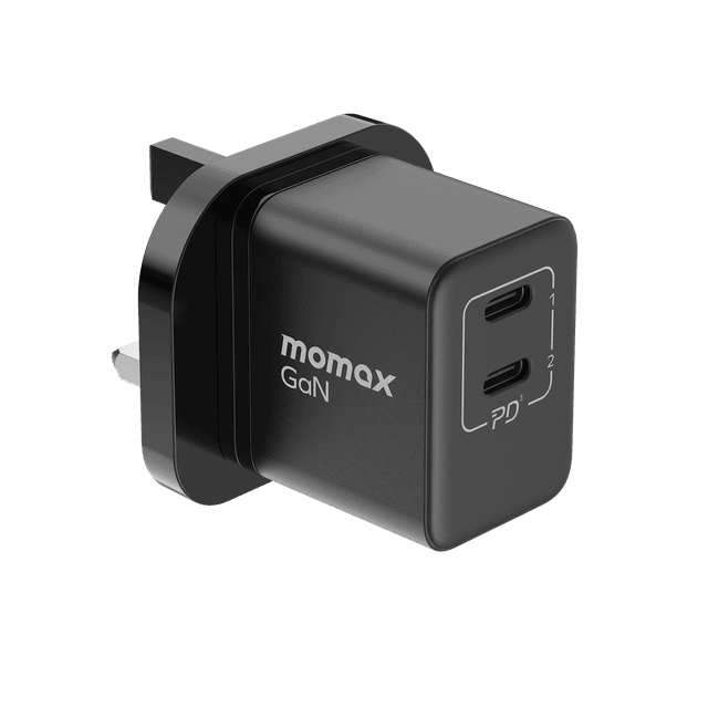 Momax 35w 2 port gan mini wall charger black