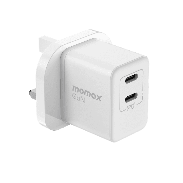 شاحن تايب سي شاحن جداري صغير 35 وات منفذين تقنية جان لون أبيض Momax 35w 2 port gan mini wall charger black - SW1hZ2U6MTQ1OTgxNQ==