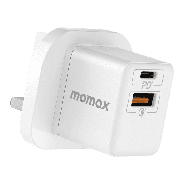 شاحن جداري صغير 20 وات بمنفذين من موماكس لون أبيض Momax oneplug 20w 2 port mini wall charger - SW1hZ2U6MTQ1NzY3Ng==