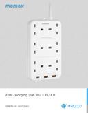 توصيلة كهرباء 6 منافذ تيار متردد مع منافذ يو اس بي من موماكس لون أبيض Momax oneplug 6 outlet cube extension socket with usb space - SW1hZ2U6MTQ2MDY3Nw==