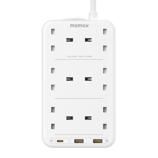 توصيلة كهرباء 6 منافذ تيار متردد مع منافذ يو اس بي من موماكس لون أبيض Momax oneplug 6 outlet cube extension socket with usb space - SW1hZ2U6MTQ2MDY4OA==