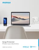 توصيلة كهرباء 4 منافذ تيار متردد بريطاني مع منافذ يو اس بي من موماكس لون أبيض Momax oneplug 4 outlet power strip with usb space