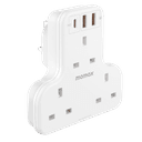 توصيلة كهرباء بثلاث مآخذ تصميم بريطاني مع منافذ يو اس بي من موماكس لون أبيض Momax oneplug 3 outlet t shaped extension socket with usb space