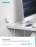 Momax oneplug 3 outlet cube extension socket with usb space white - SW1hZ2U6MTQ2MDk0NA==