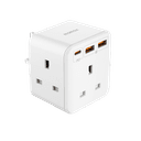 فيش كهرباء جداري ثلاثي المقابس مع  منفذين يو اس بي آي ومنفذ تايب سي من موماكس لون أبيض oneplug 3 outlet cube extension socket with usb space