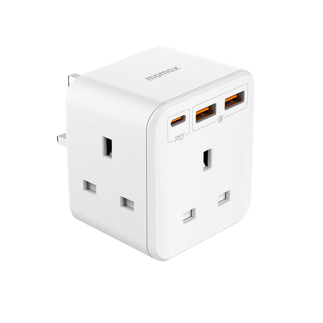 Momax oneplug 3 outlet cube extension socket with usb space white - SW1hZ2U6MTQ2MDk0MA==