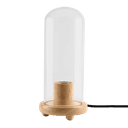 قاعدة لمبة خشبية مع غطاء زجاجي اسطواني شفاف من موماكس Momax wooden lamp stand