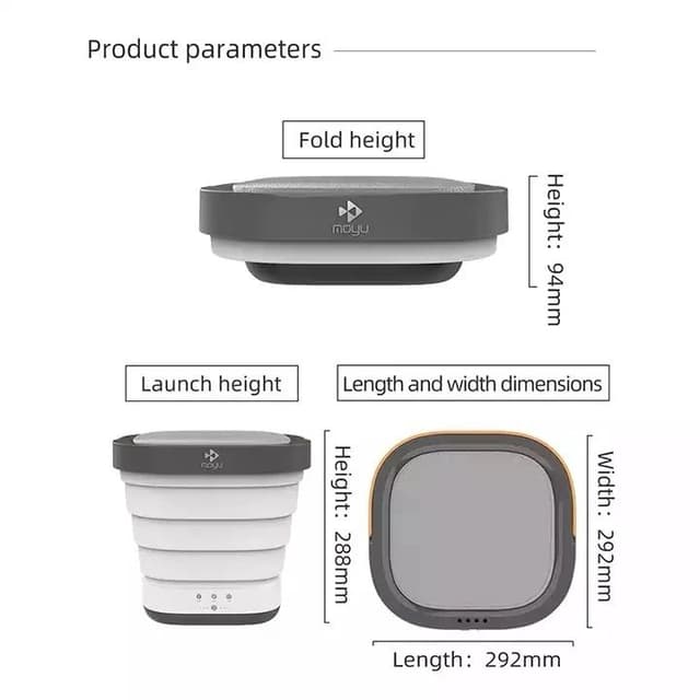 غسالة ملابس صغيرة قابلة للطي محمولة Portable Mini Folding Clothes Washing Machine