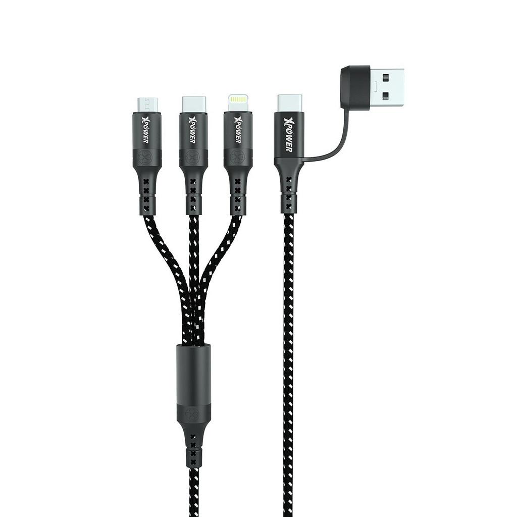 Xpower acx3 2in 3 out nylon charging 1m cable black