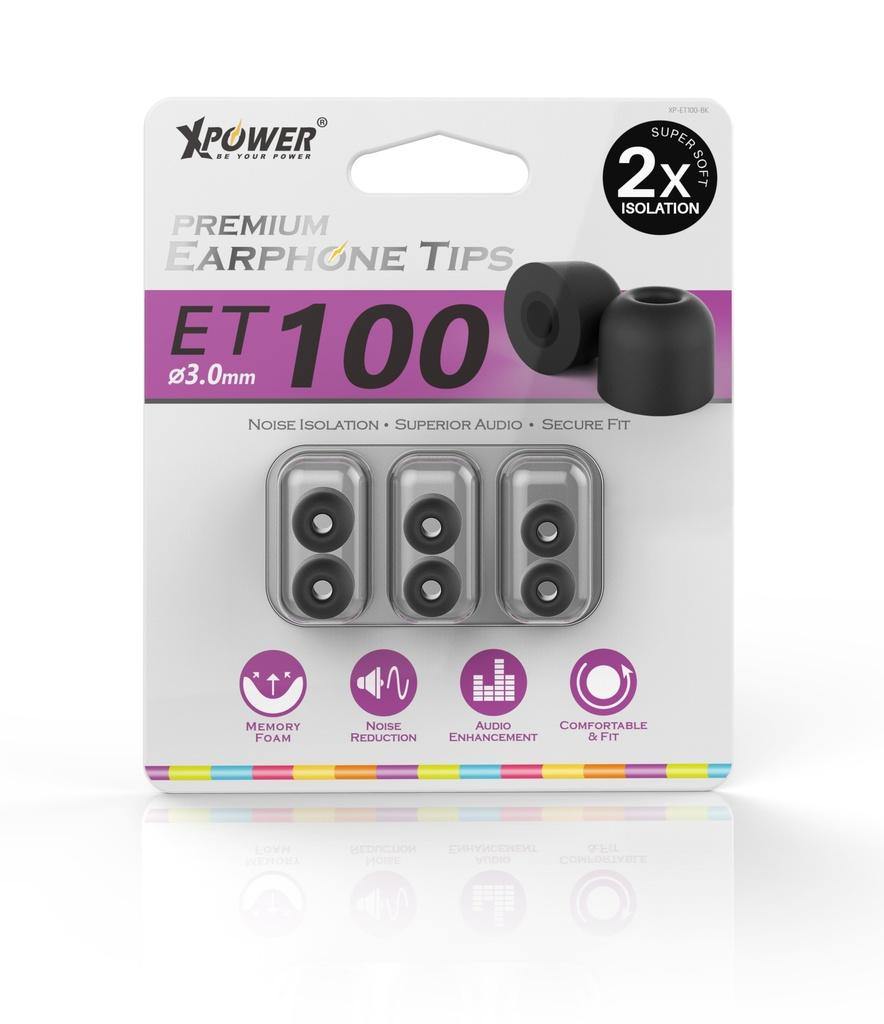 غطاء سماعات أذن اكس بي اي تي 100 بريميوم تيبس من اكسبور لون أسود Xpower premium earphone tips