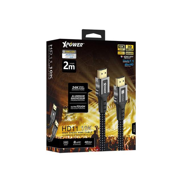 كيبل اتش دي ام آي سرعة عالية 10K اتش دي 11 بطول مترين من اكسبور لون أسود Xpower high speed hdmi cable - SW1hZ2U6MTQ2MzAwMA==