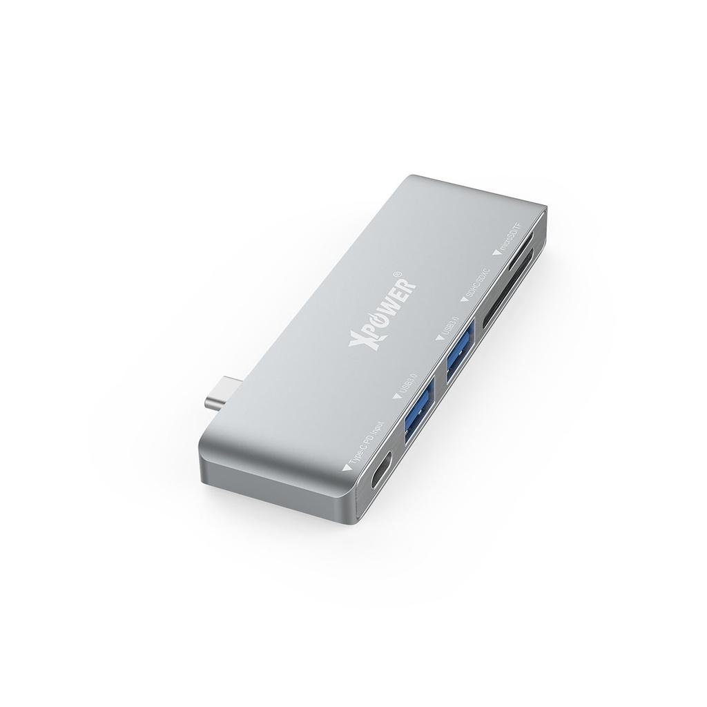 موزع يو اس بي سي اتش يو 4 4 في 1 55 وات من اكسبور لون رمادي Xpower hu4pd pd3.0 4in1 usb type-c hub grey