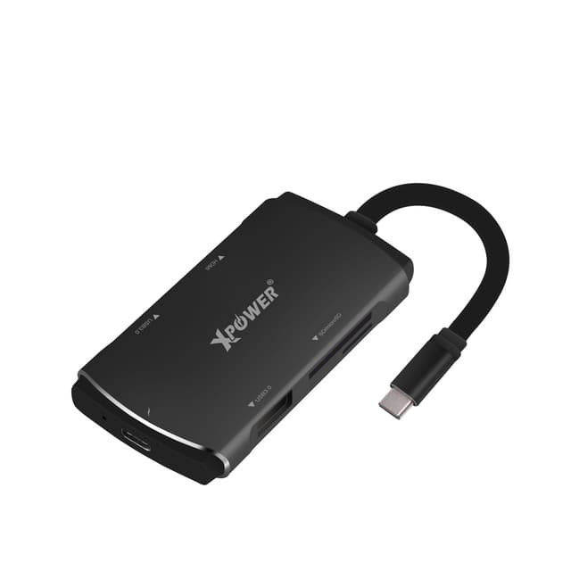 موزع يو اس بي سي بي دي هاب اتش يو 6 6 في 1 من اكسبور Xpower hu6 6in1 type c pd hub black