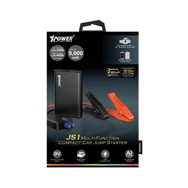 شاحن متنقل للسيارة جامب ستارتر جي اس 1 لون اسود من اكسبور Xpower jump starter js1 power bank - SW1hZ2U6MTQ2MTExMw==