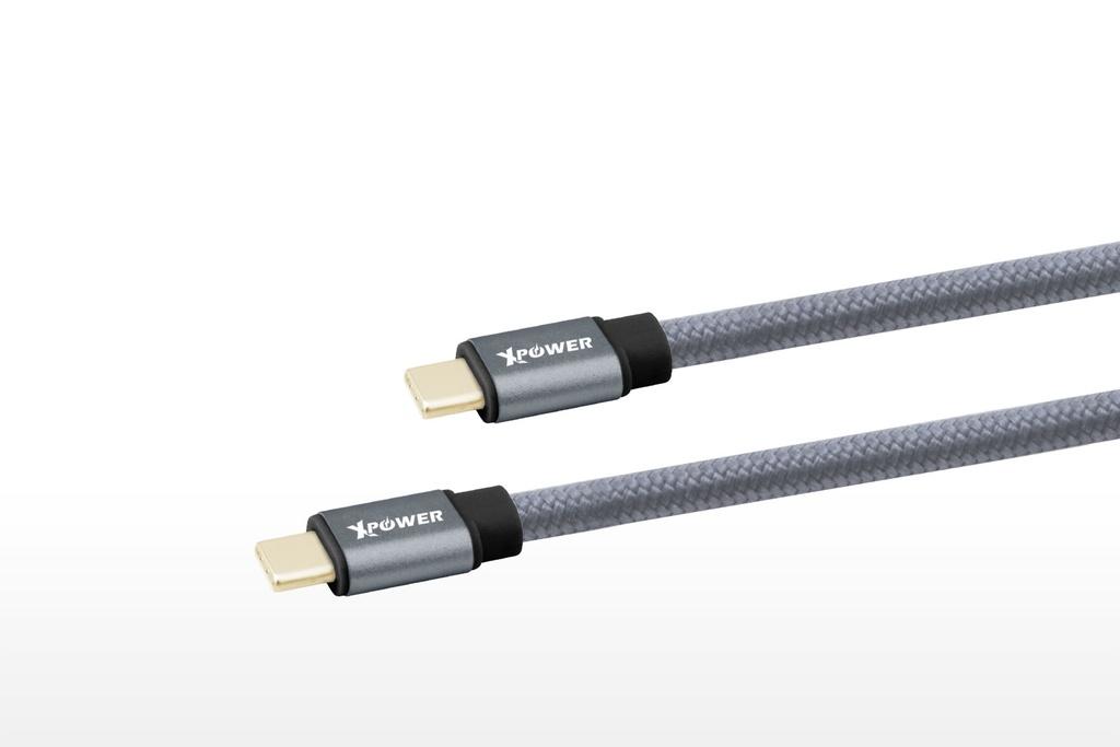 كيبل تايب سي الجيل الثاني موصلات المنيوم شحن سريع 0.2 متر لون رمادي من اكس باور Xpower cable grey