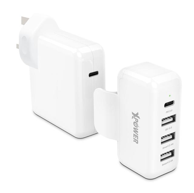 موزع يو اس بي لشاحن جداري لجهاز ابل ماك بوك من اكسبور لون أبيض Xpower power expander for apple macbook wall charger
