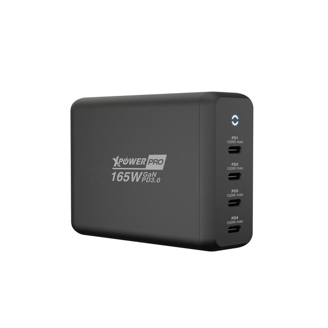 شاحن مكتبي برو جي اكس 165 وات 4 منافذ بي دي لون أسود من اكسبور Xpower pro gx165 4 port pd desktop charger black - SW1hZ2U6MTQ1ODM2NA==