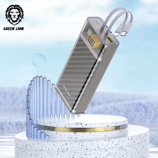 باور بانك شاحن متنقل شفاف جرين سعة 20000 مللي أمبير Green Lion Transparent 2 Power Bank