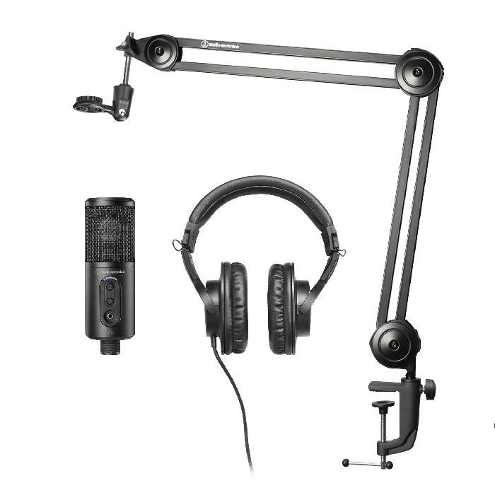 سماعات هيدفون سلكية مع ترايبود ومايك احترافي مكثف اوديو تيكنيكا  Audio Technica CREATOR PACK