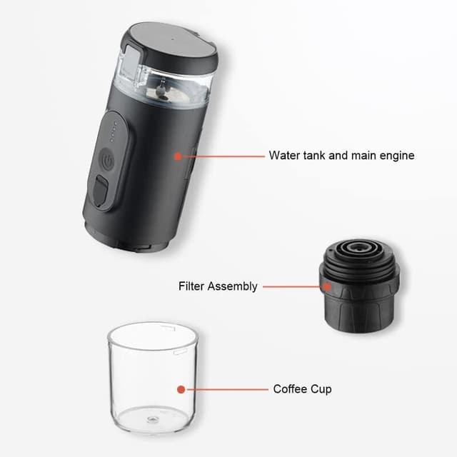 ماكينة قهوة اسبريسو وكبسولات محمولة Portable Heating Mini Espresso Coffee Machine - 296303