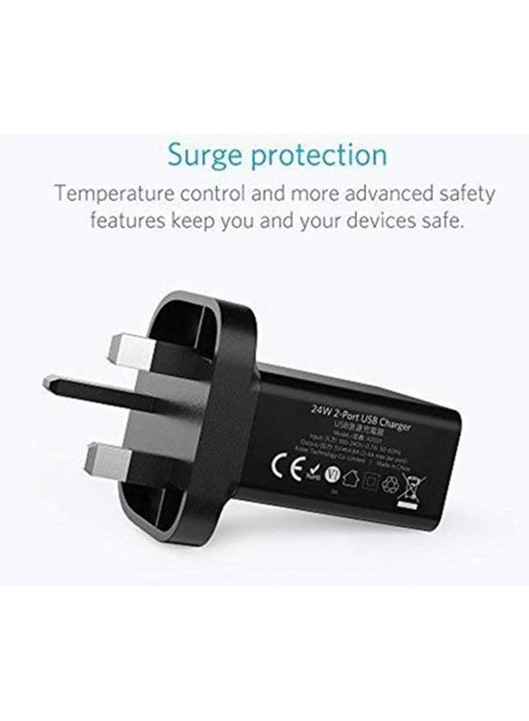 Anker PowerPort 2 Elite Wall Charger, 24W, 2.4A Single USB Port, A2021K11, Black