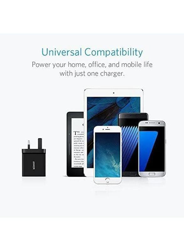 Anker PowerPort 2 Elite Wall Charger, 24W, 2.4A Single USB Port, A2021K11, Black