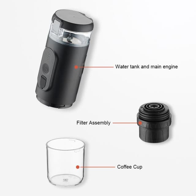 ماكينة قهوة اسبريسو وكبسولات محمولة Portable Heating Mini Espresso Coffee Machine - 296304