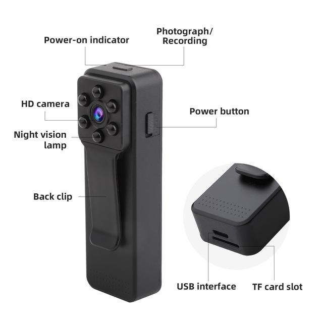 كاميرا صغيرة لاسلكية رياضية 1080 بكسل Pocket Clip Sports DV Camera Wearable Action Camera