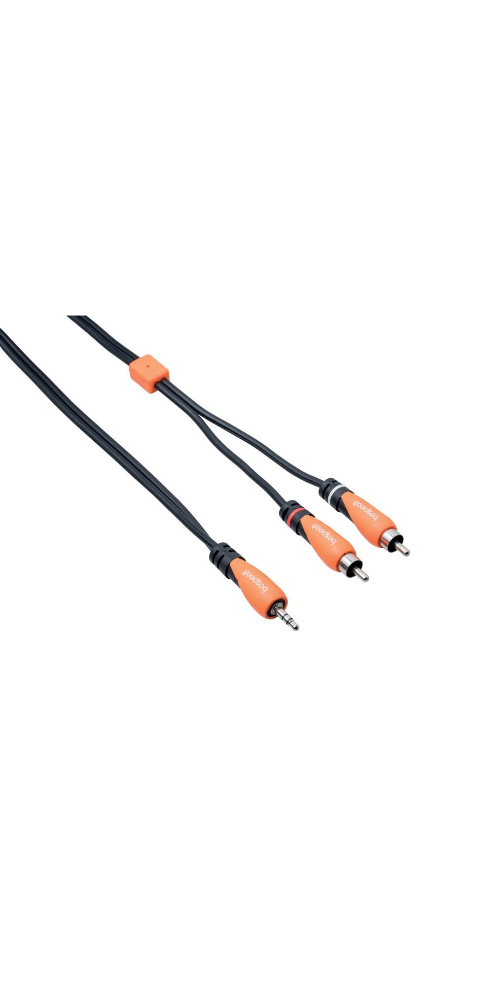 كابل صوت من TRS Male الى RCA Male Y-Cable بيسبيكو 5 متر Bespeco Silos 3.5mm TRS Male to Dual RCA Male Y-Cable