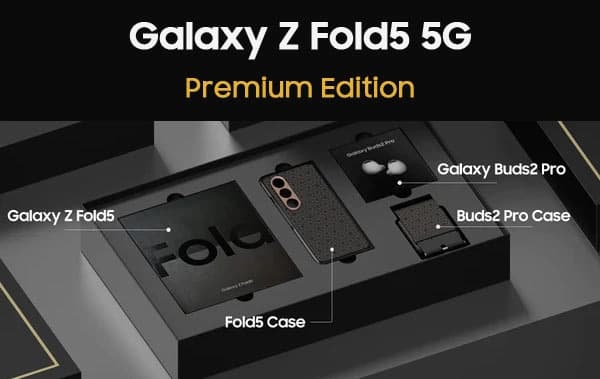 سامسونج جالاكسي زد فولد 5 حزمة بريميوم مع سماعة جالاكسي بودز 2 برو وكفر للجوال والسماعة Samsung Galaxy Z Fold5 5G Premium Edition